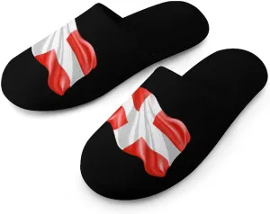 Switch Flag Men's Cotton Slippers Closed Toe Slipper for Spa Hotel Bedoom