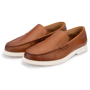 Tan Grain Leather Loafers