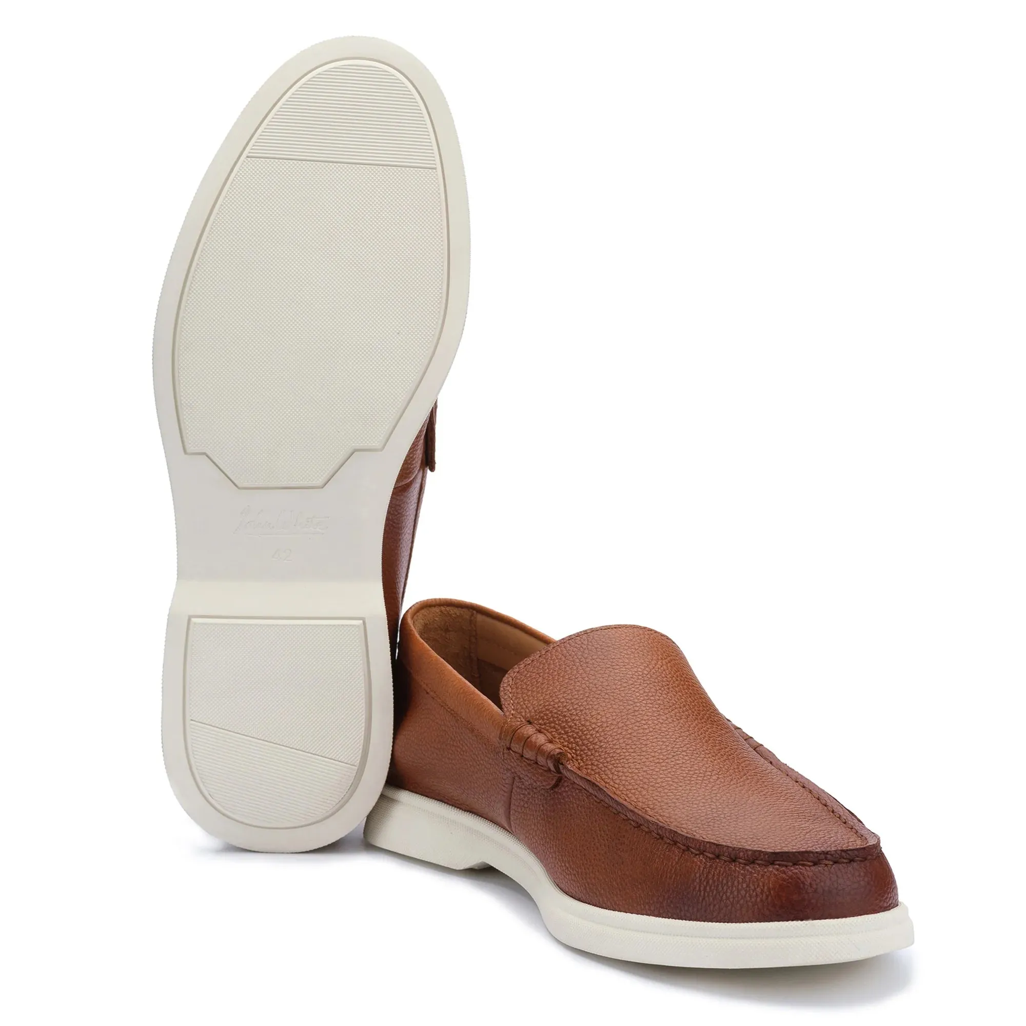 Tan Grain Leather Loafers