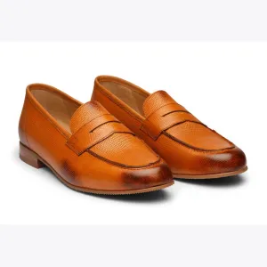 Tan Lizard Print Apron Penny Loafer