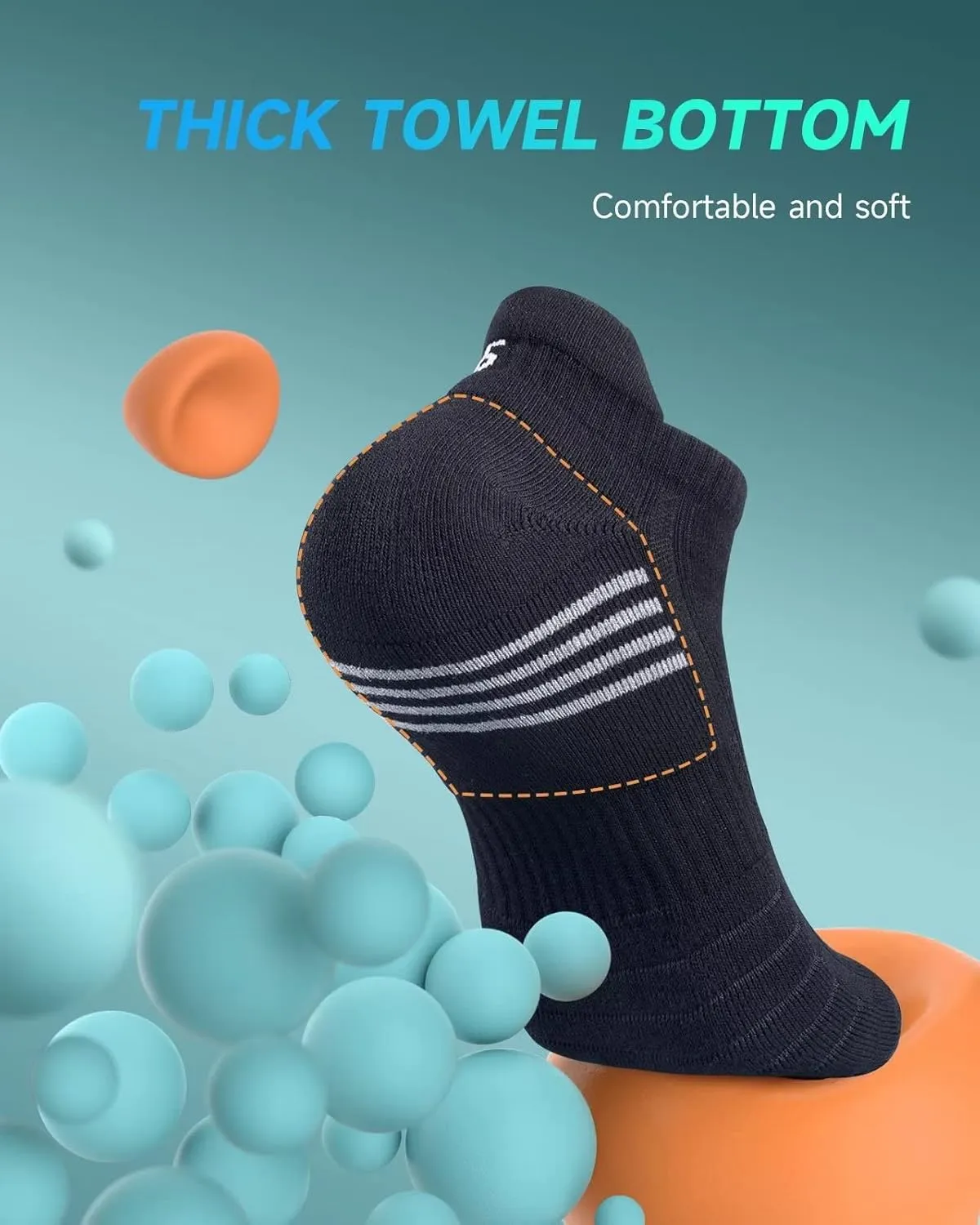 TANSTC Mens 6 Pairs Anti-Blister Cushioned Breathable Running Cotton Socks, Athletic Ankle Sports