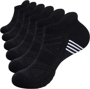TANSTC Mens 6 Pairs Anti-Blister Cushioned Breathable Running Cotton Socks, Athletic Ankle Sports