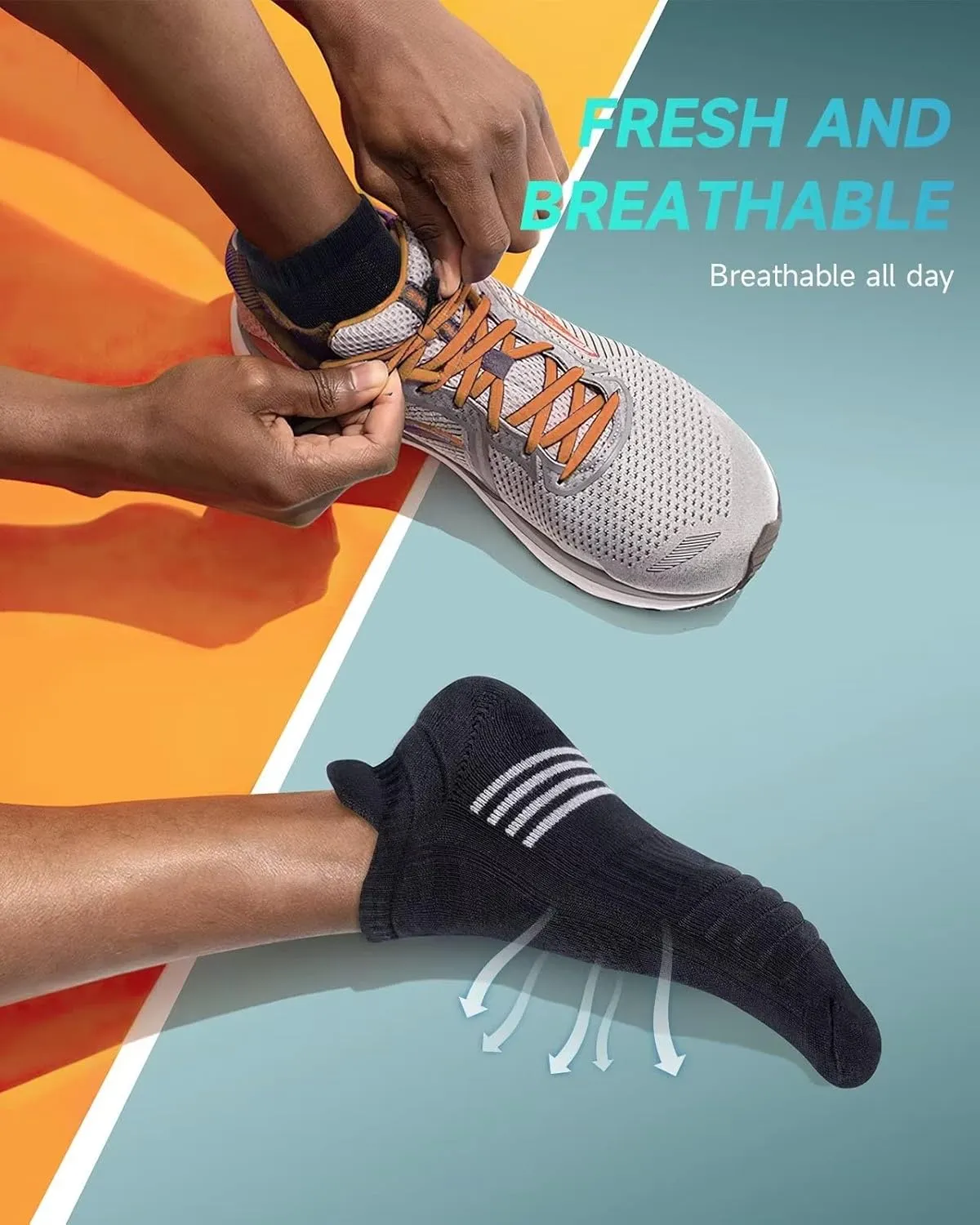 TANSTC Mens 6 Pairs Anti-Blister Cushioned Breathable Running Cotton Socks, Athletic Ankle Sports