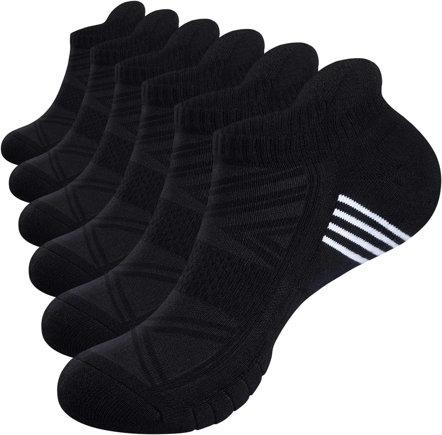 TANSTC Mens 6 Pairs Anti-Blister Cushioned Breathable Running Cotton Socks, Athletic Ankle Sports