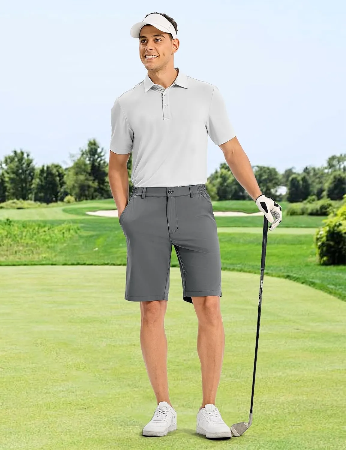 TBMPOY Men's Golf Shorts 10" Quick Dry Lightweight Stretch Dress for Flat Front Work Casual Hiking Shorts with 4 Pockets