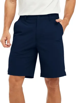 TBMPOY Men's Shorts Golf 9" Casual Elastic Waist Quick Dry Flat Front Travel Shorts with 5 Pockets
