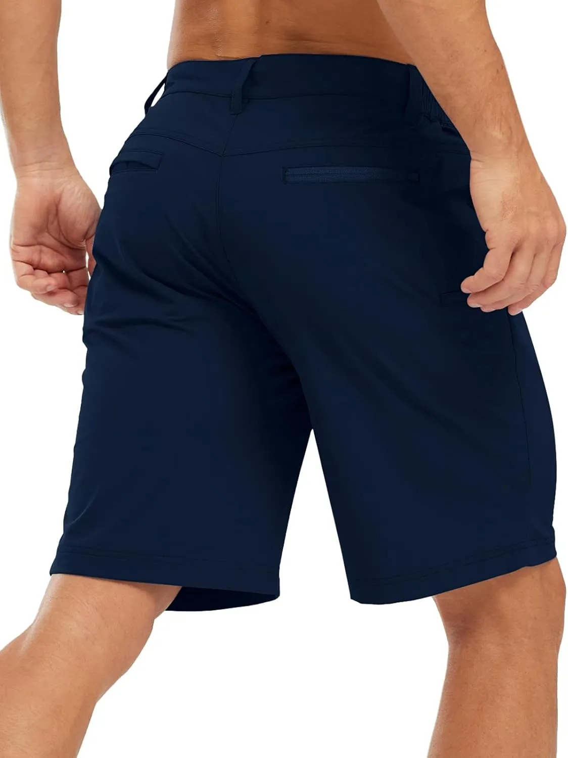 TBMPOY Men's Shorts Golf 9" Casual Elastic Waist Quick Dry Flat Front Travel Shorts with 5 Pockets