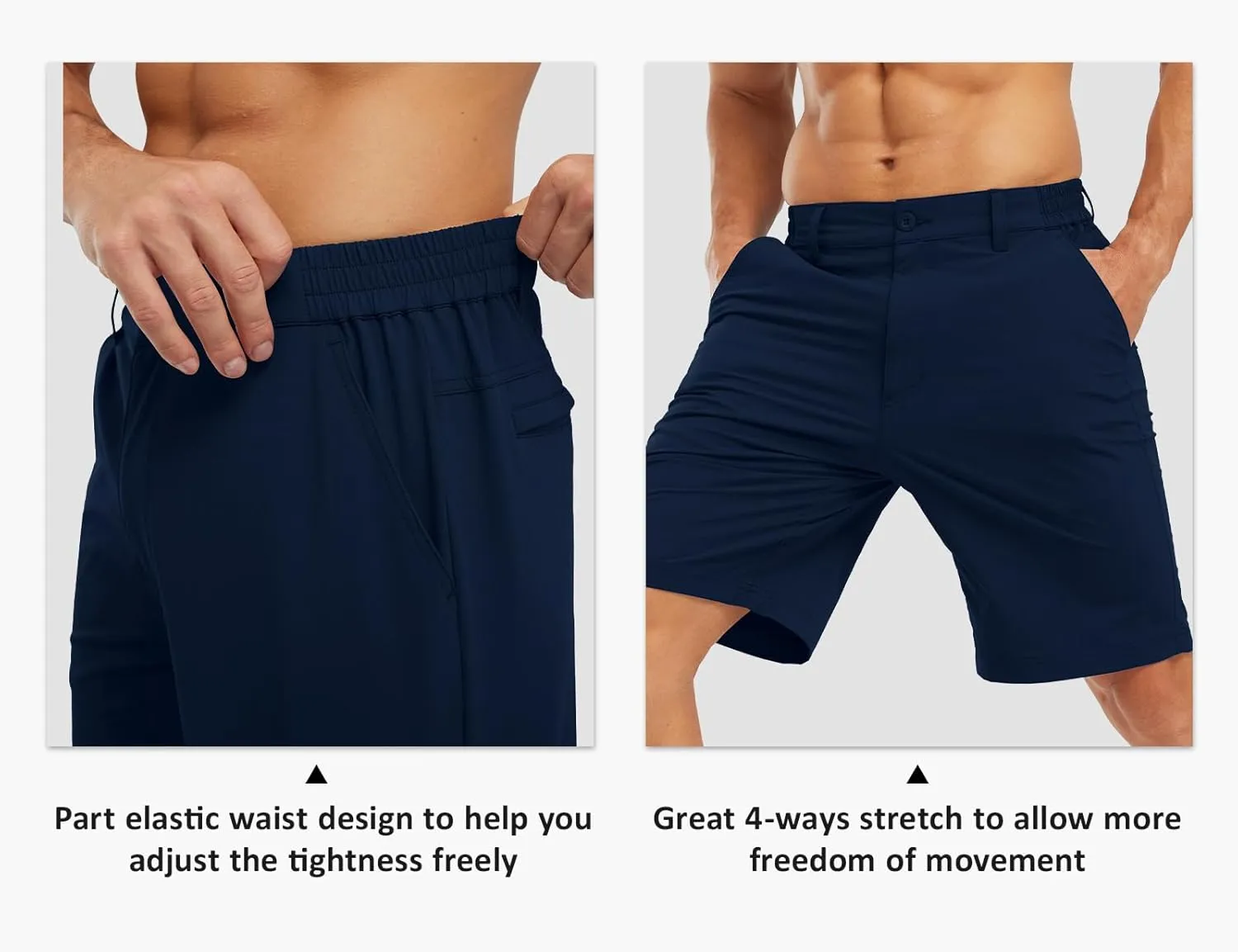 TBMPOY Men's Shorts Golf 9" Casual Elastic Waist Quick Dry Flat Front Travel Shorts with 5 Pockets