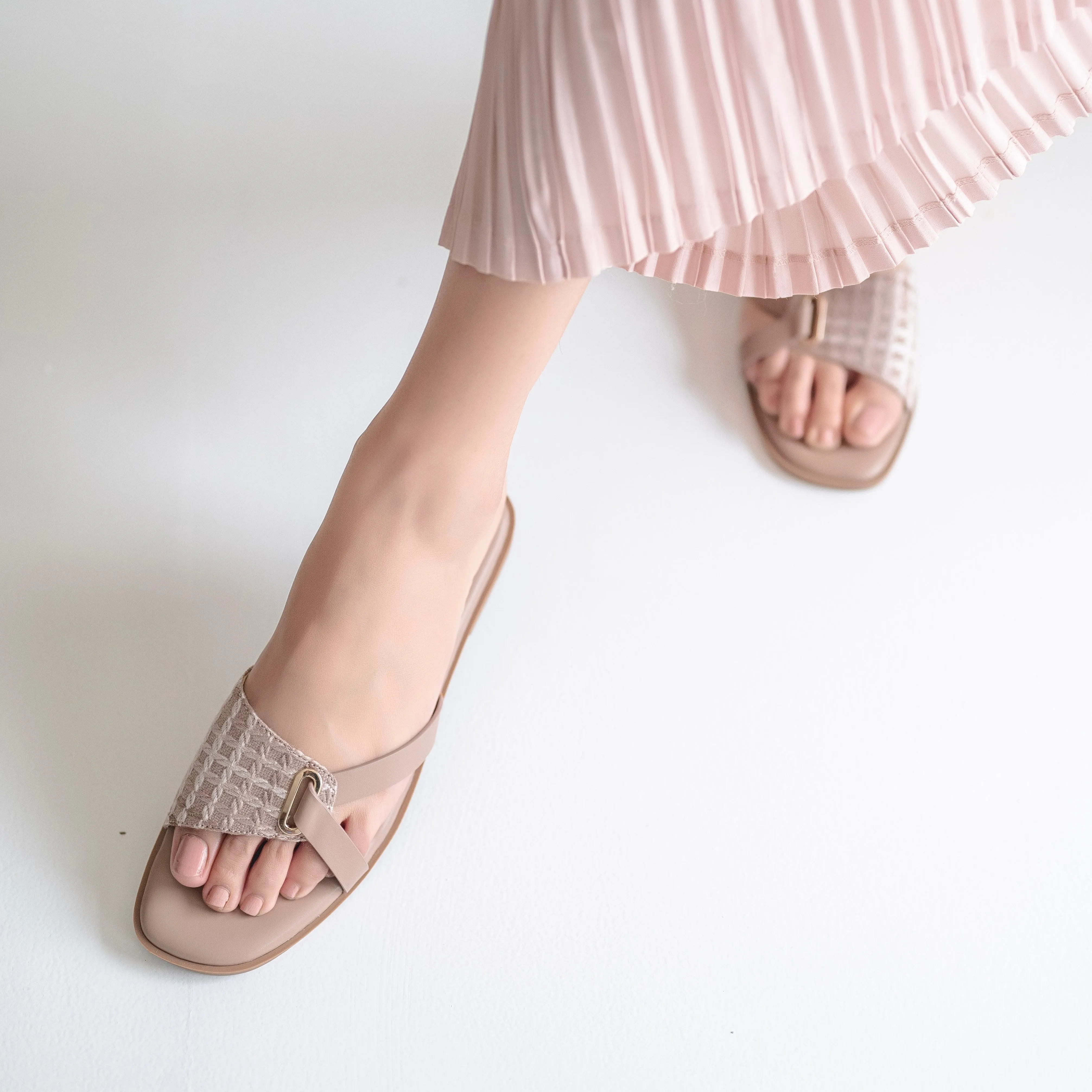 Textured Silver Detail flats