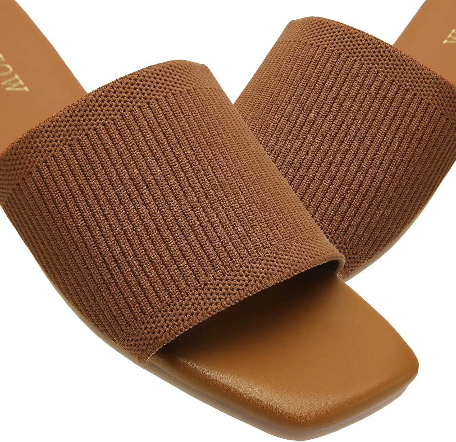 Tilocow Knitted Flat Sandals For women Square Open Toe Slide Sandals Casual Summer Shoes