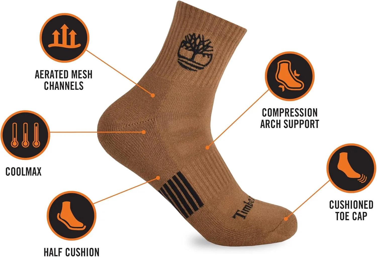 Timberland Men's Half Cushioned Quarter Socks (3 Pairs)