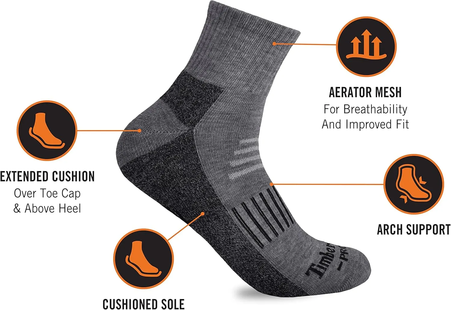 Timberland PRO Men's 6-Pack Quarter Socks