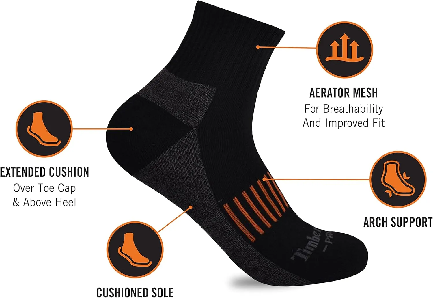 Timberland PRO Men's 6-Pack Quarter Socks