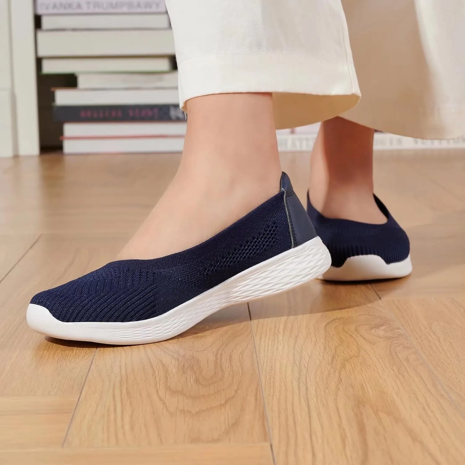 TIOSEBON Women's Comfortable Loafer Flat Foam Mesh Slip-On Walking Shoes