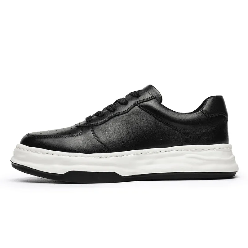 TNV Casual Shoes Genuine Leather Thick Bottom Sneakers Laces Up Summer Breathable DS180