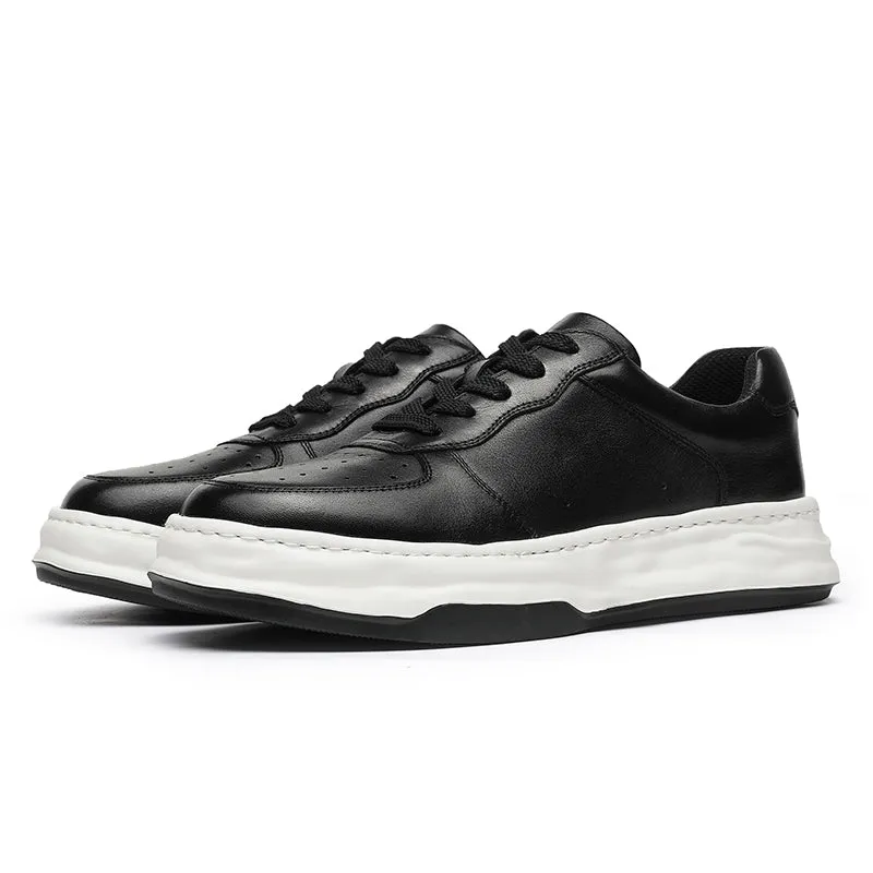 TNV Casual Shoes Genuine Leather Thick Bottom Sneakers Laces Up Summer Breathable DS180