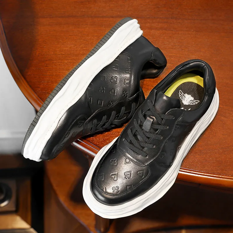TNV Casual Shoes Genuine Leather Thick Bottom Sneakers Laces Up Summer Breathable DS180