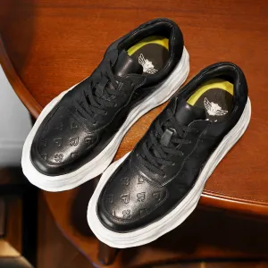 TNV Casual Shoes Genuine Leather Thick Bottom Sneakers Laces Up Summer Breathable DS180