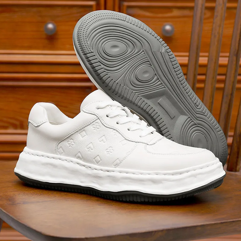 TNV Casual Shoes Genuine Leather Thick Bottom Sneakers Laces Up Summer Breathable DS180
