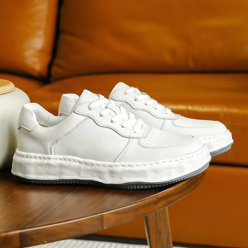 TNV Casual Shoes Genuine Leather Thick Bottom Sneakers Laces Up Summer Breathable DS180