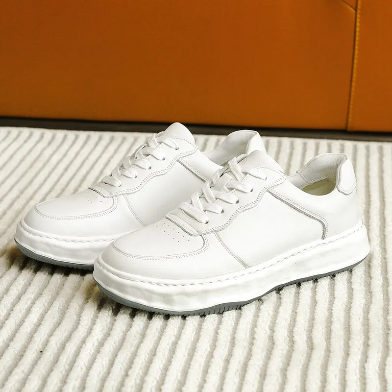 TNV Casual Shoes Genuine Leather Thick Bottom Sneakers Laces Up Summer Breathable DS180