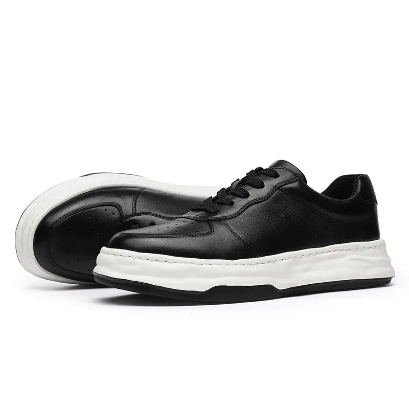 TNV Casual Shoes Genuine Leather Thick Bottom Sneakers Laces Up Summer Breathable DS180