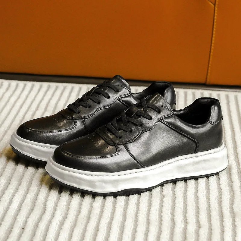 TNV Casual Shoes Genuine Leather Thick Bottom Sneakers Laces Up Summer Breathable DS180