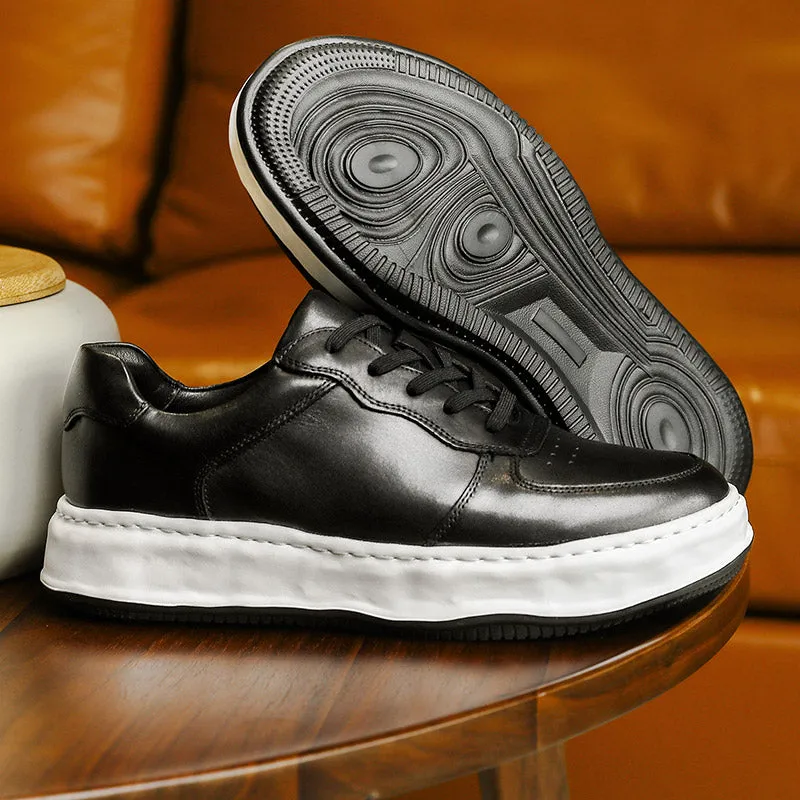 TNV Casual Shoes Genuine Leather Thick Bottom Sneakers Laces Up Summer Breathable DS180