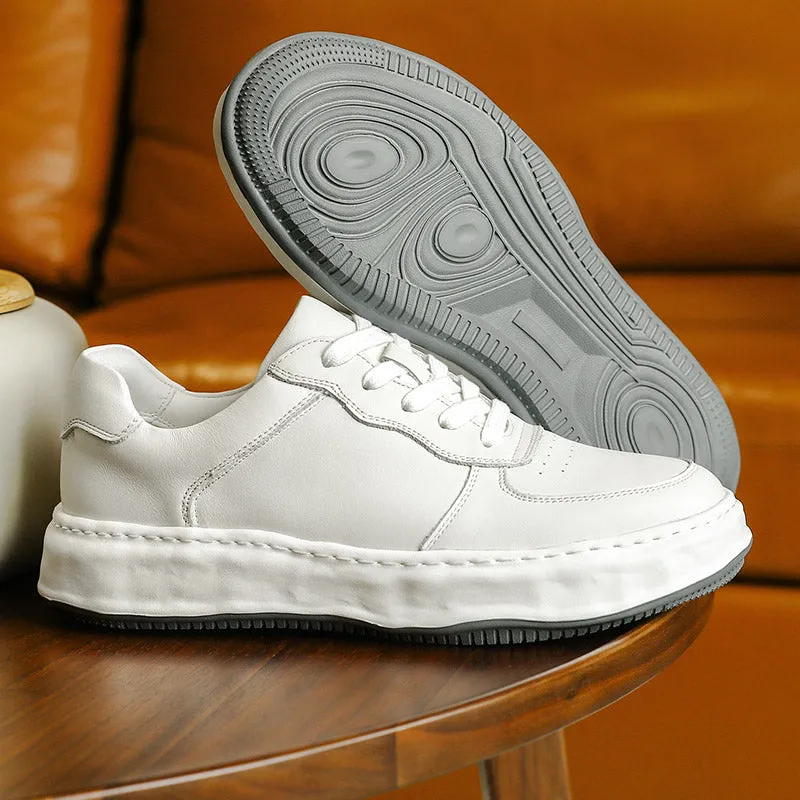 TNV Casual Shoes Genuine Leather Thick Bottom Sneakers Laces Up Summer Breathable DS180