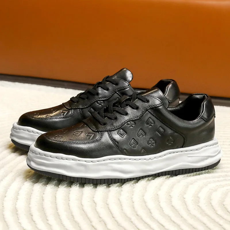 TNV Casual Shoes Genuine Leather Thick Bottom Sneakers Laces Up Summer Breathable DS180