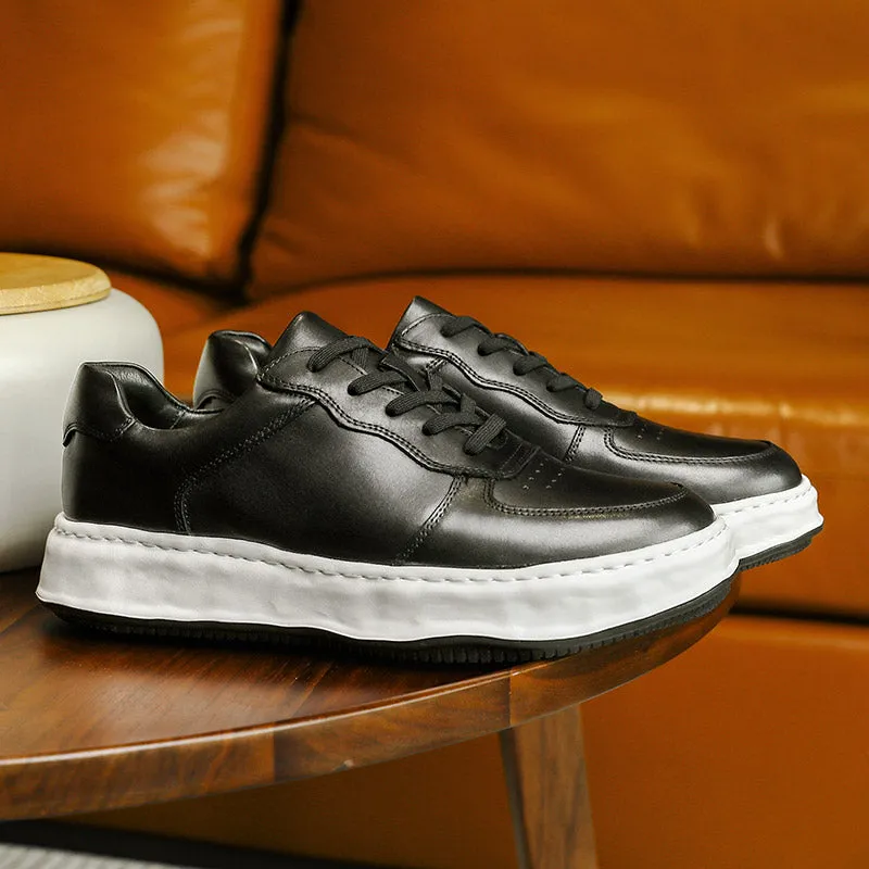 TNV Casual Shoes Genuine Leather Thick Bottom Sneakers Laces Up Summer Breathable DS180