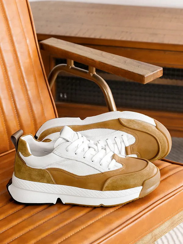 TNV Casual Shoes Genuine Leather Thick Bottom Sneakers Laces Up Summer Breathable DS3125