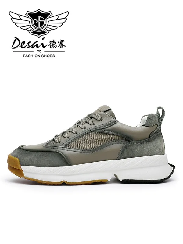 TNV Casual Shoes Genuine Leather Thick Bottom Sneakers Laces Up Summer Breathable DS3125