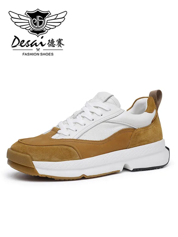 TNV Casual Shoes Genuine Leather Thick Bottom Sneakers Laces Up Summer Breathable DS3125