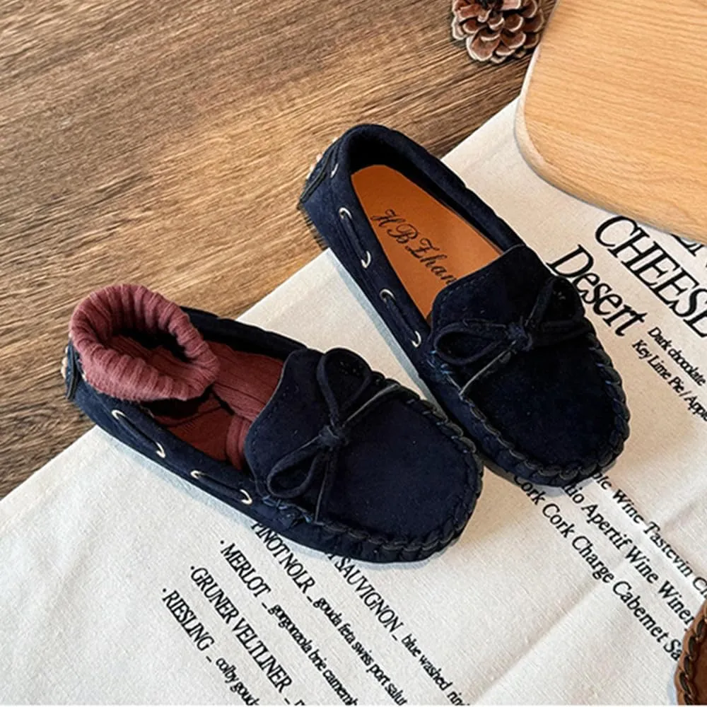 Toddler Boys Girls Loafer Shoes Soft Suede Leather Slip On Moccasin Flat Boat Dress Shoes School Daily Walking Shoes