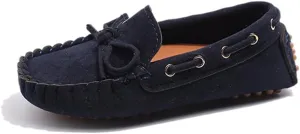 Toddler Boys Girls Loafer Shoes Soft Suede Leather Slip On Moccasin Flat Boat Dress Shoes School Daily Walking Shoes