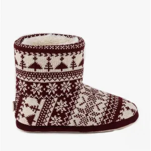 Totes Toasties FAIR ISLE Womens Bootie Slippers Berry Multi