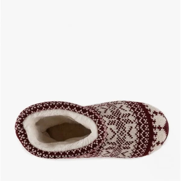 Totes Toasties FAIR ISLE Womens Bootie Slippers Berry Multi