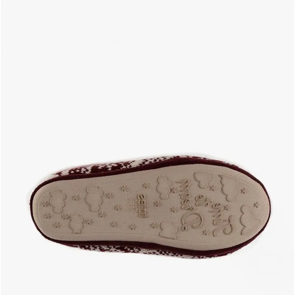 Totes Toasties FAIR ISLE Womens Bootie Slippers Berry Multi