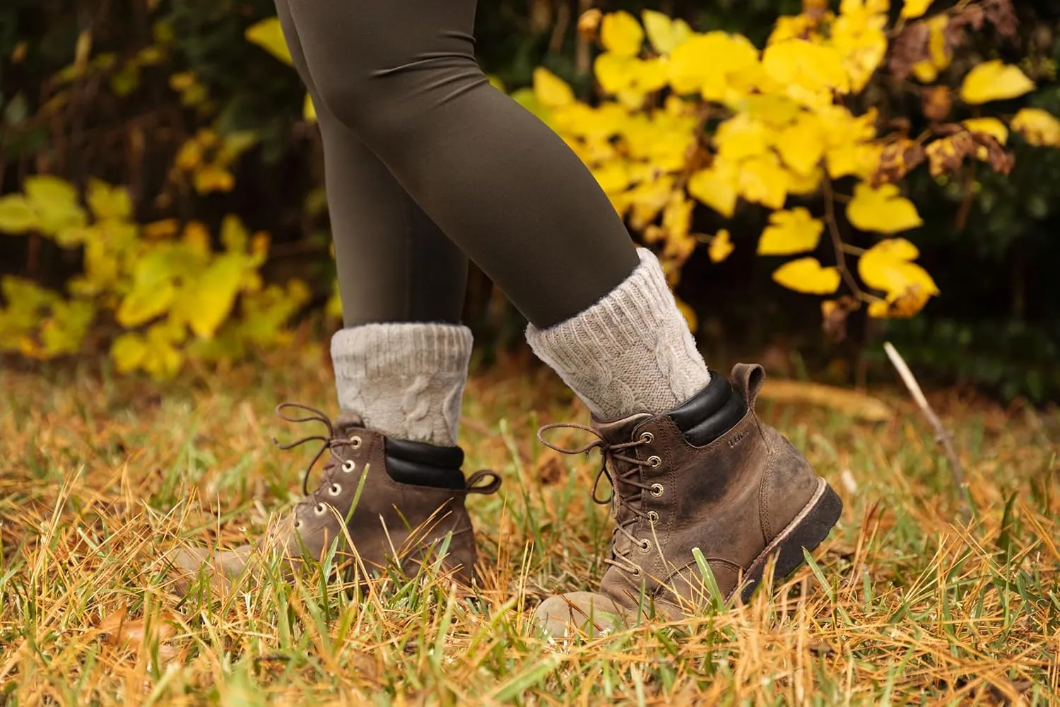Tough Land Slipper Socks for Women with Grippers Non Slip, Sherpa Lined Slipper Socks