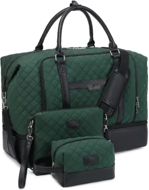 Travel Bag for Women: 21" Large Weekender Bags for Women with Shoe Compartment & Toiletry Bags, 3PCS Overnight Duffel Tote for Carry on Weekend Travel Business Trip Airplane Traveling, Gym