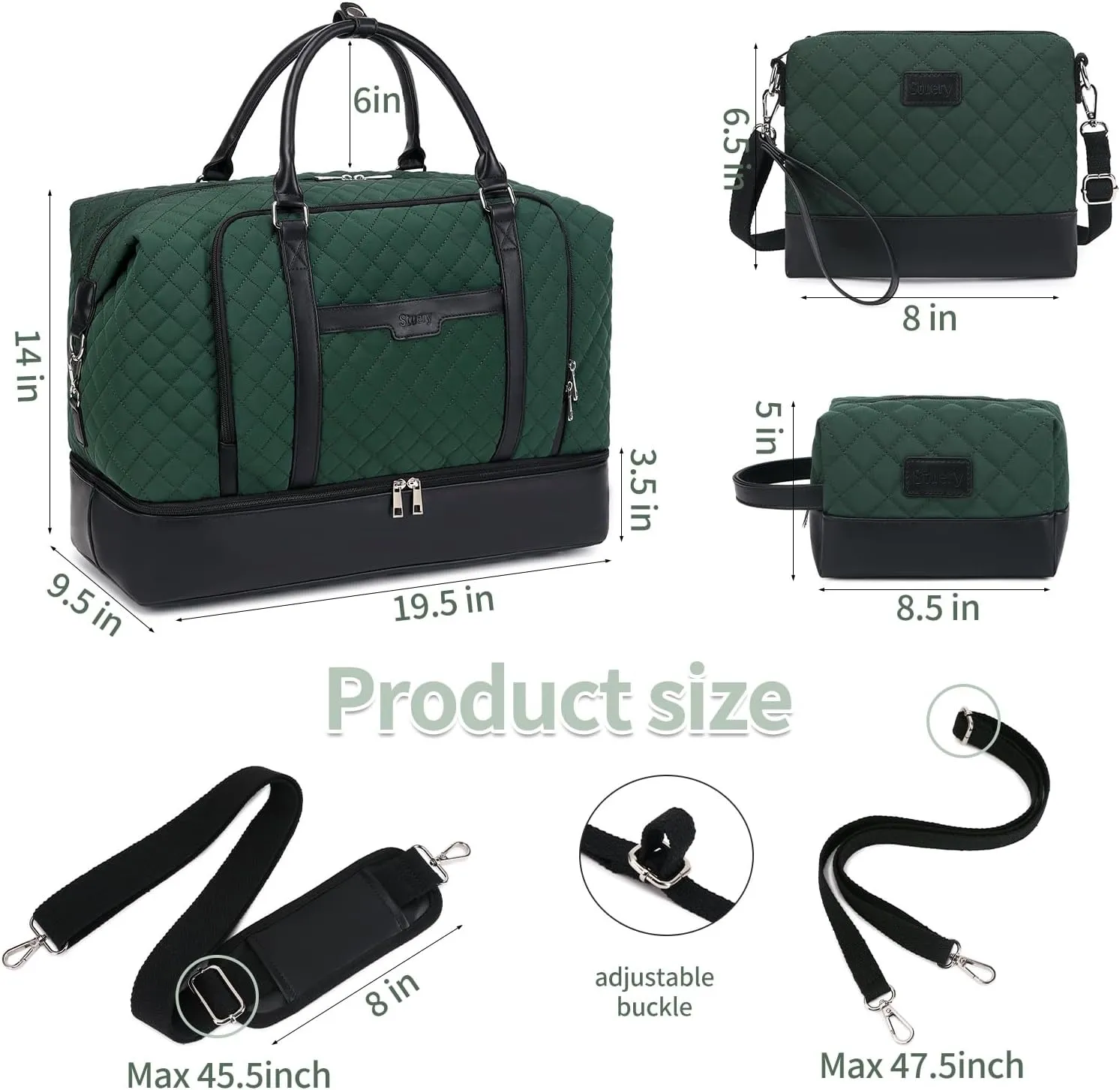 Travel Bag for Women: 21" Large Weekender Bags for Women with Shoe Compartment & Toiletry Bags, 3PCS Overnight Duffel Tote for Carry on Weekend Travel Business Trip Airplane Traveling, Gym