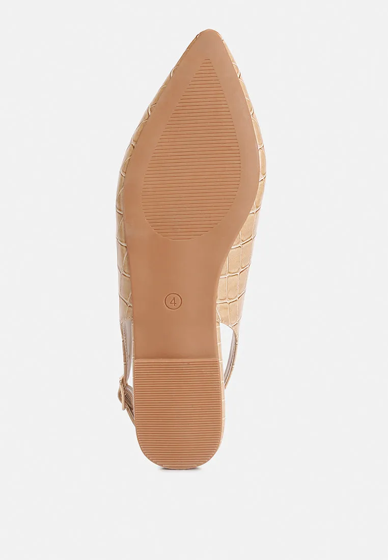 Trempe Croc Slingback Flat Sandals By Ruw
