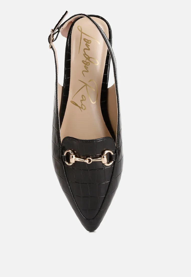 Trempe Croc Slingback Flat Sandals By Ruw