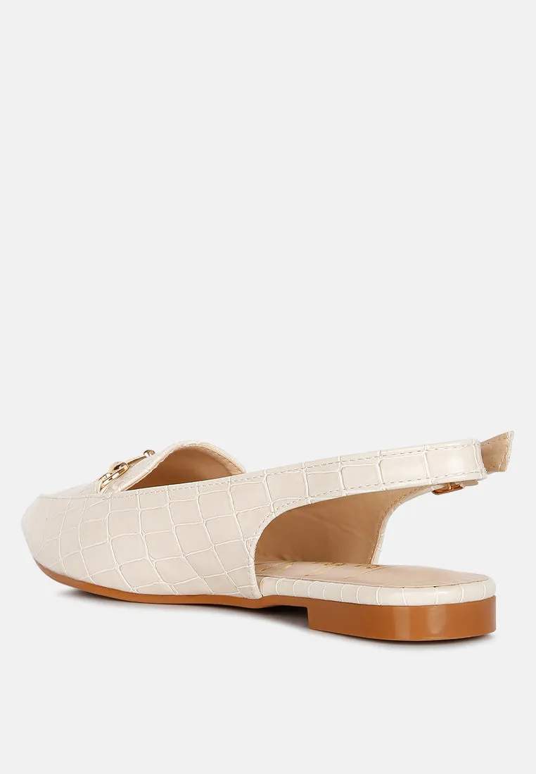 Trempe Croc Slingback Flat Sandals By Ruw