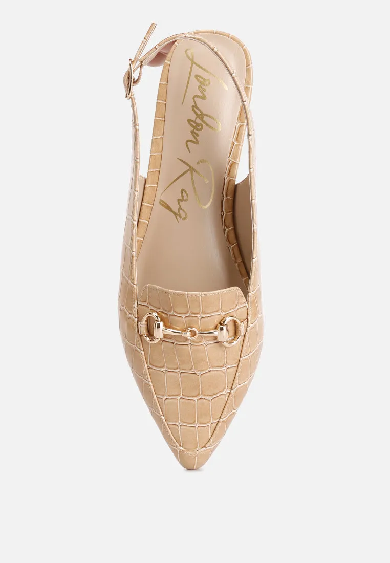 Trempe Croc Slingback Flat Sandals By Ruw