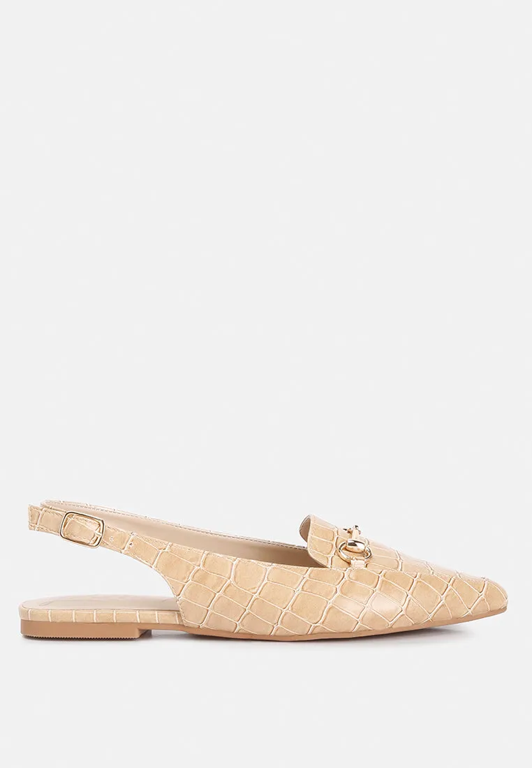Trempe Croc Slingback Flat Sandals By Ruw