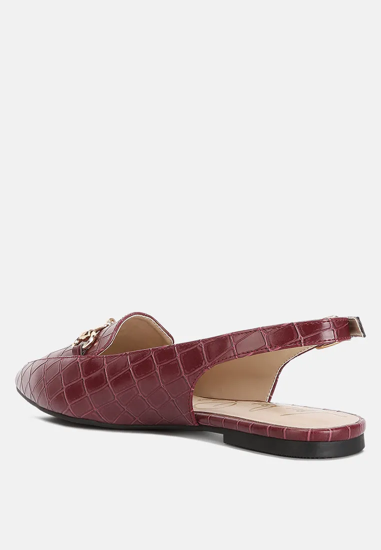 Trempe Croc Slingback Flat Sandals By Ruw