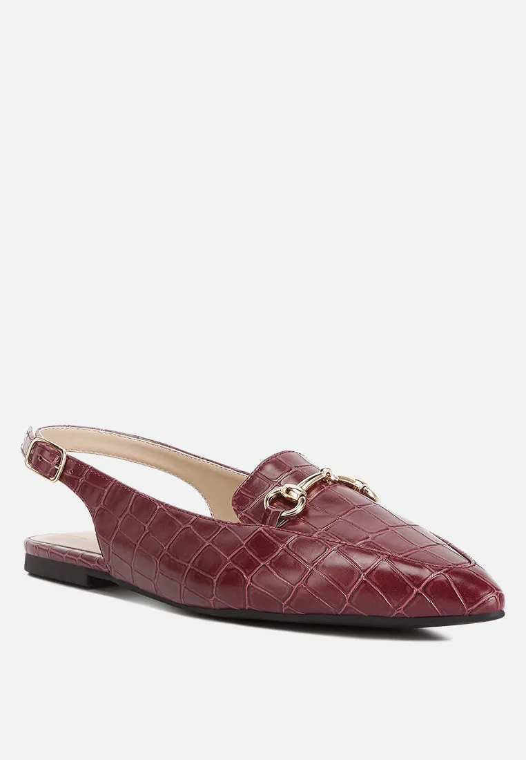 Trempe Croc Slingback Flat Sandals By Ruw