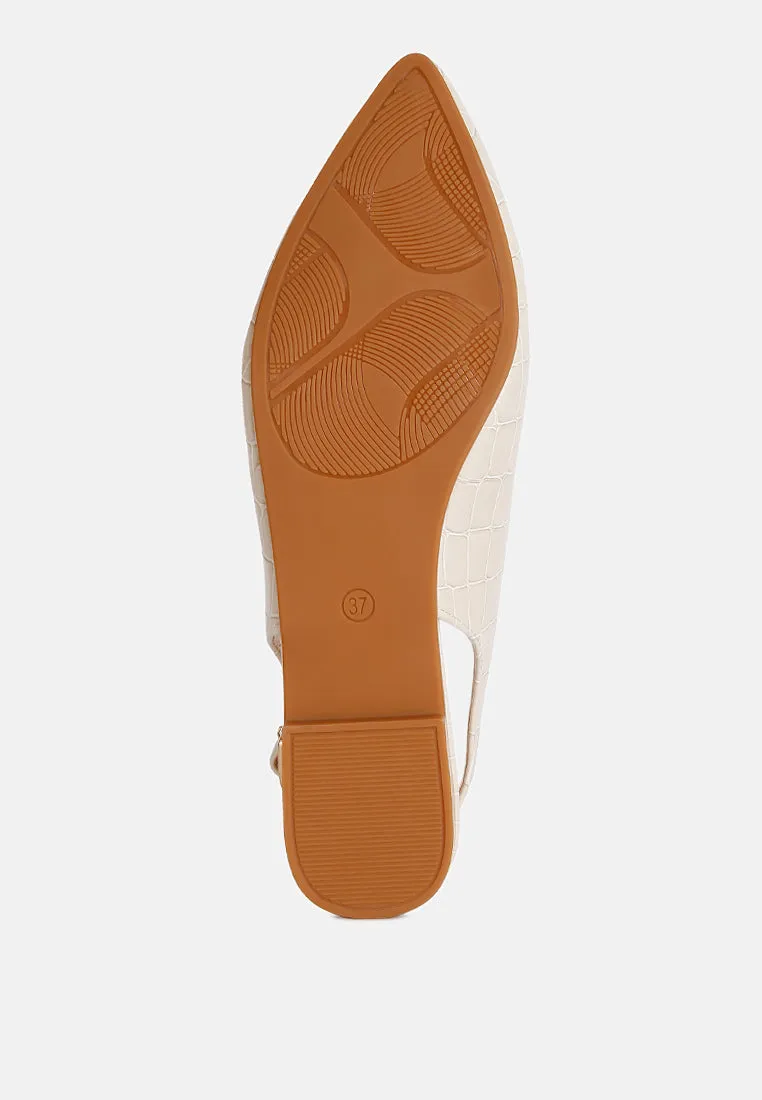 Trempe Croc Slingback Flat Sandals By Ruw